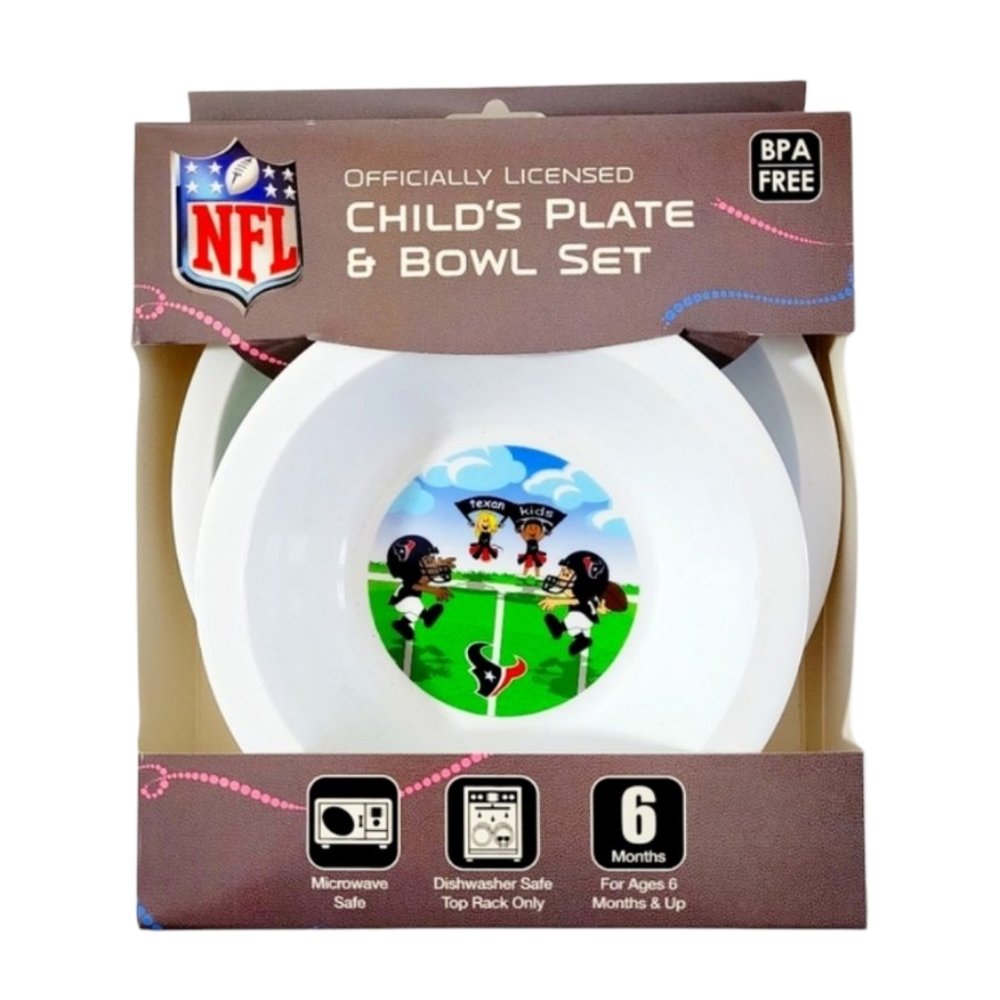 NFL Houston Texans Childs Plate & Bowl Set Officially Licensed Ages 6+ Months